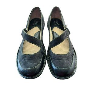 BOC Born Concept Shoes 7 M Mary Janes Black Leather Comfort Cross Strap Suede